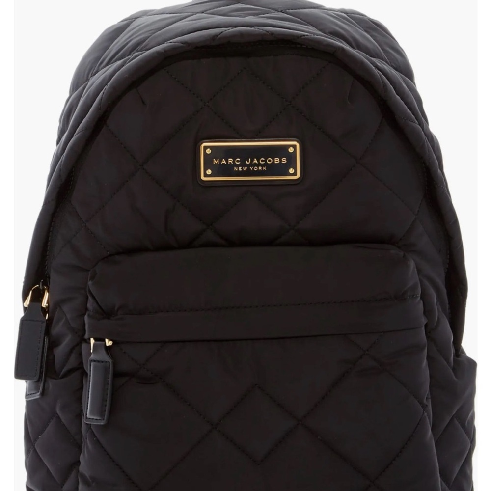 Marc Jacobs Quilted Black Backpack with Gold Accents
